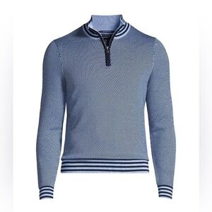 NWT Lands' End Supima Cotton 1/4 Zip Mock Neck Sweater, Size XL (46-48), Preppy